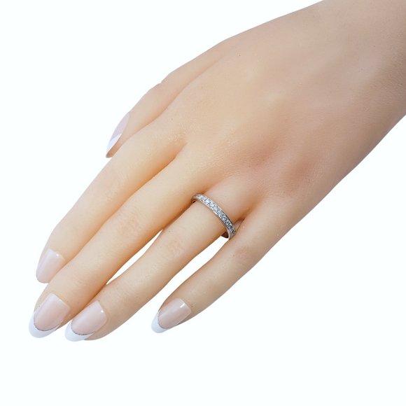 Vintage 14 Karat White Gold Diamond Wedding Band Ring Size 7.5 #11966 - Picture 8 of 9